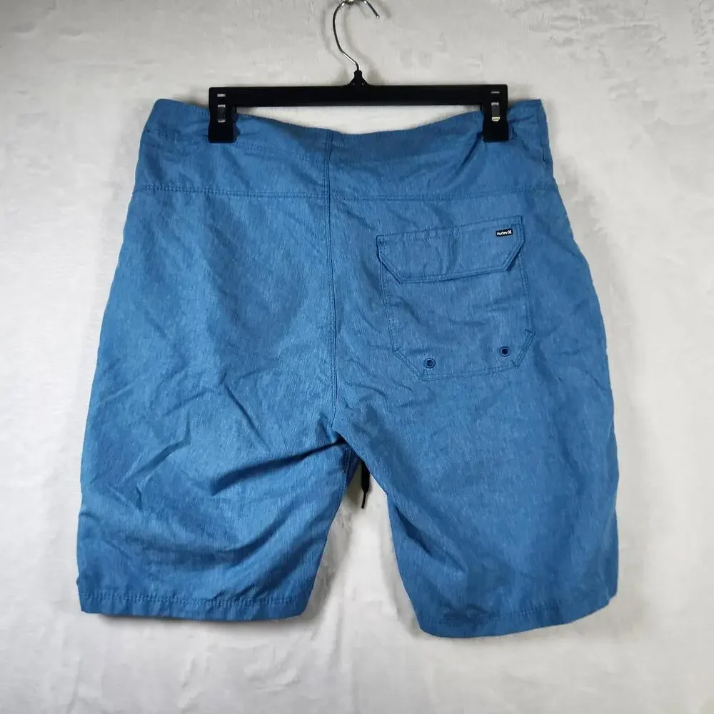 Hurley Mens Board‎ Shorts Sz 30 Blue Swim Trunks Surf Logo Drawstring